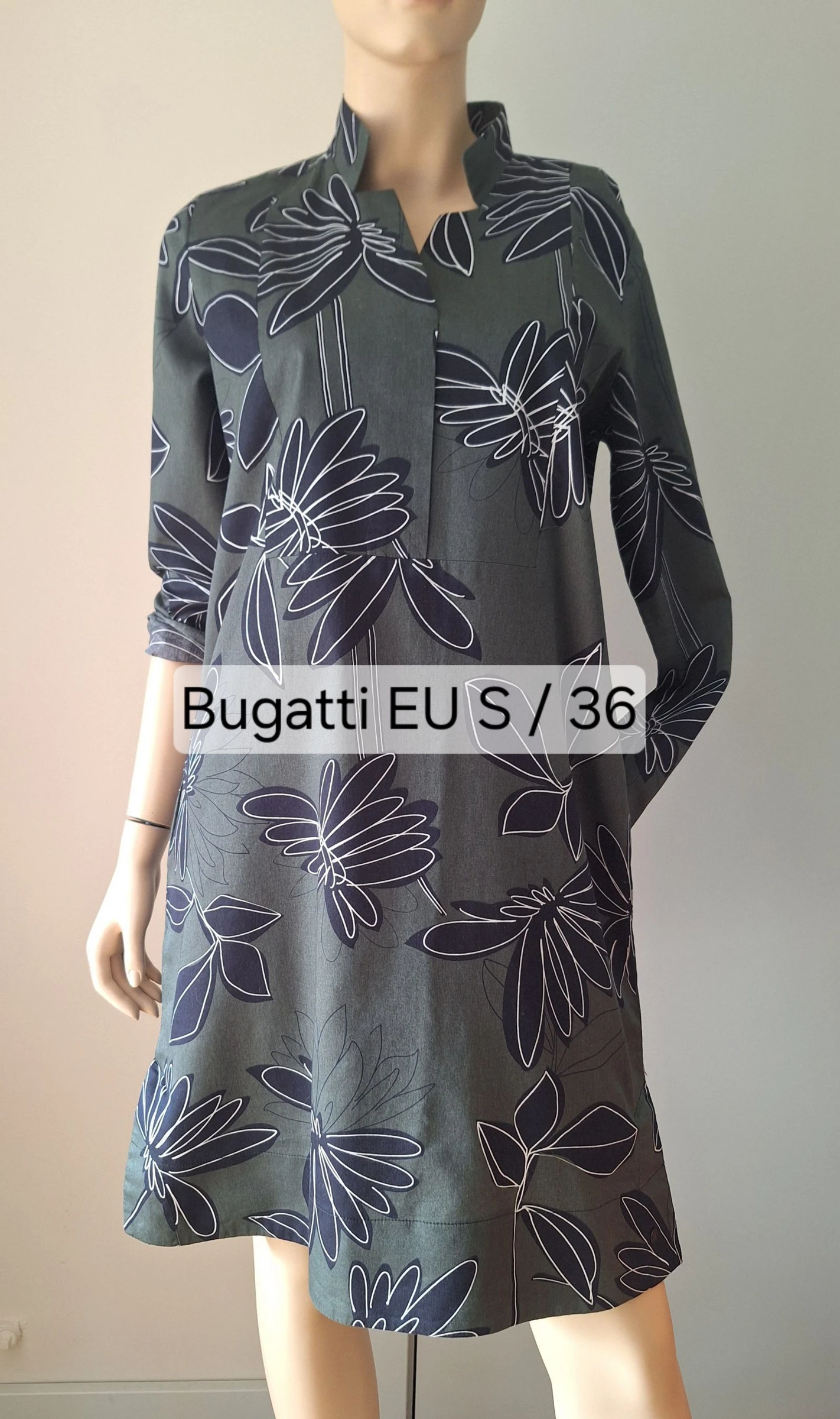 Bugatti zomerjurk groen/marineblauw S/36 katoen